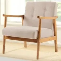 Wood Upholstered Armchair - Cream