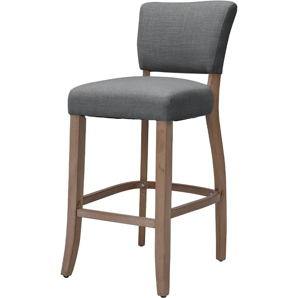 Wooden Bar Stool Set of 2 - Grey, Linen