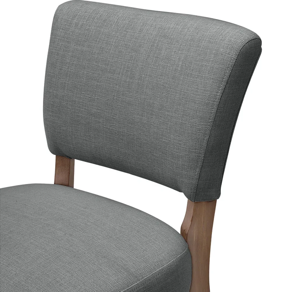 Wooden Bar Stool Set of 2 - Grey, Linen