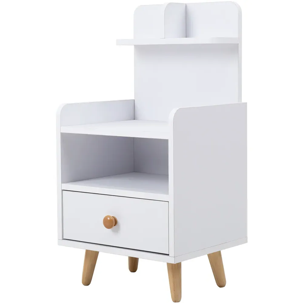 Wooden Bedside Table - White