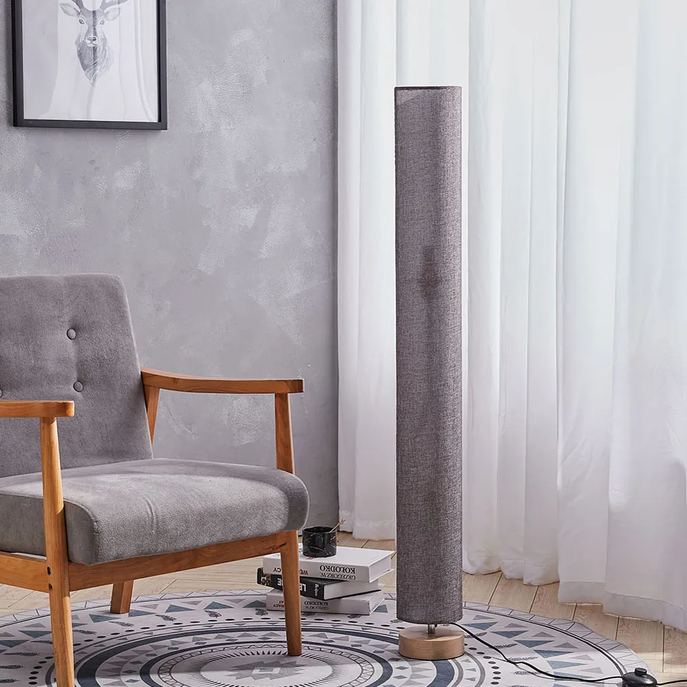 Wooden Column Floor Lamp - Grey