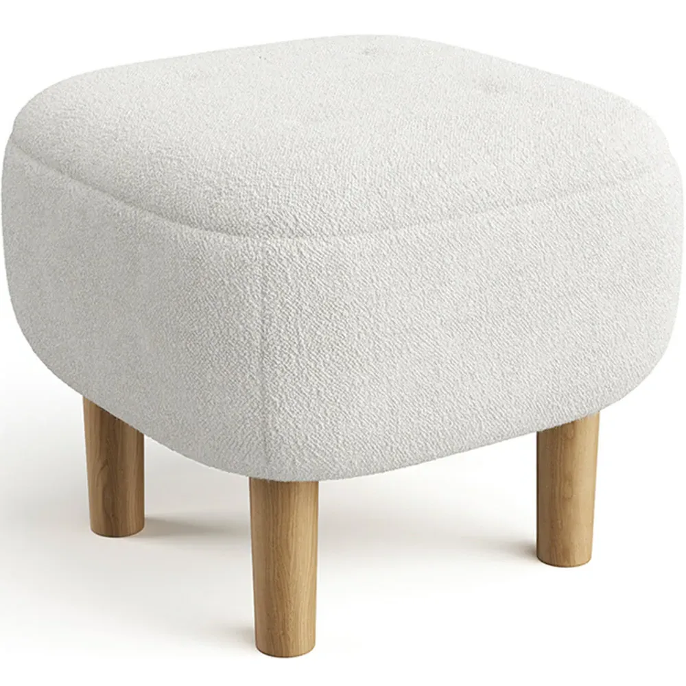 Wooden Footstool - Cream