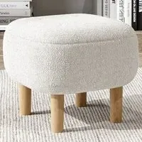 Wooden Footstool - Cream