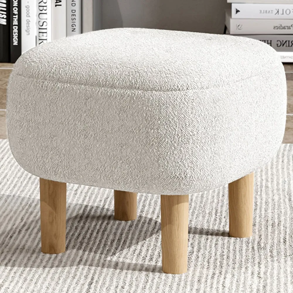 Wooden Footstool - Cream image