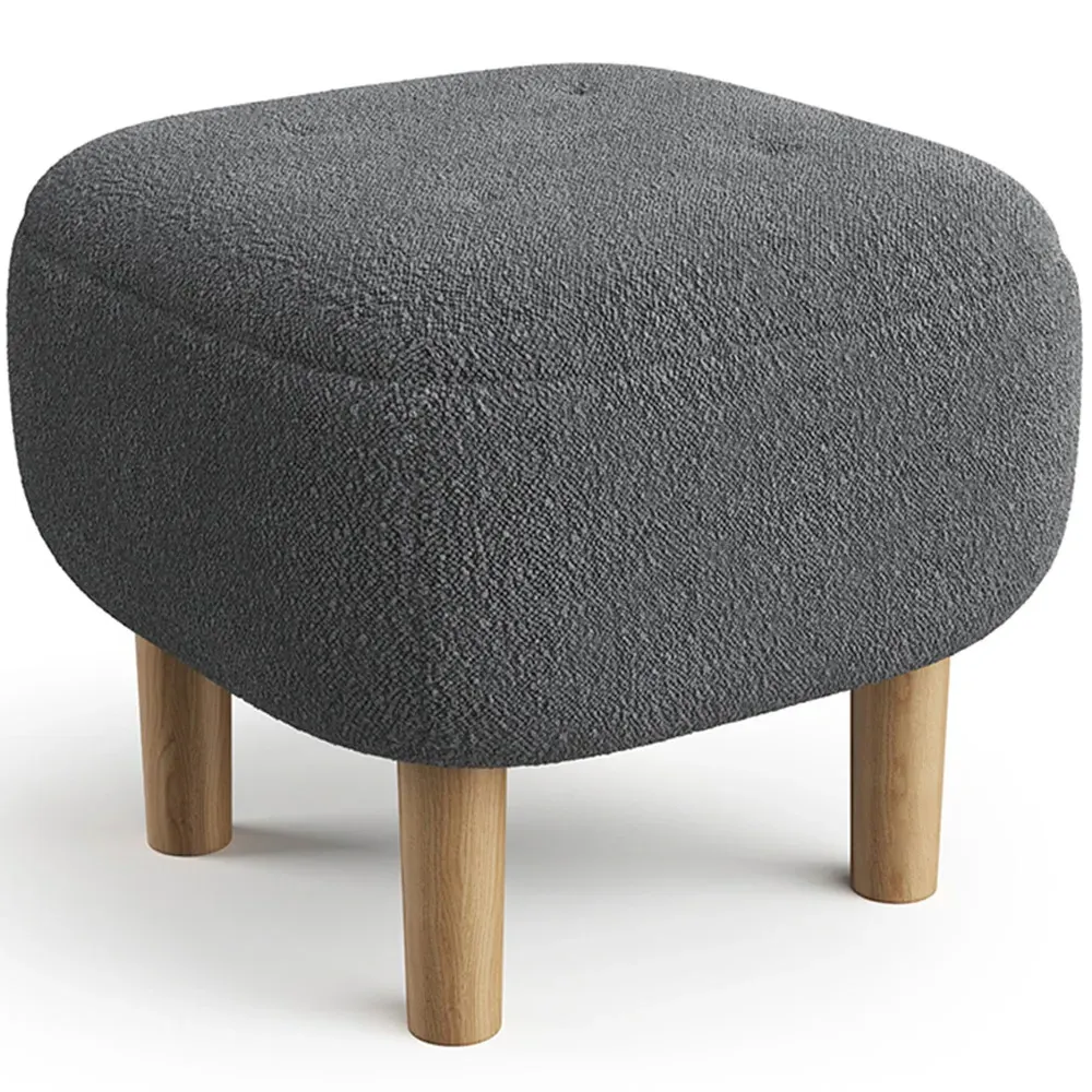 Wooden Footstool - Grey
