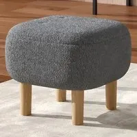 Wooden Footstool - Grey
