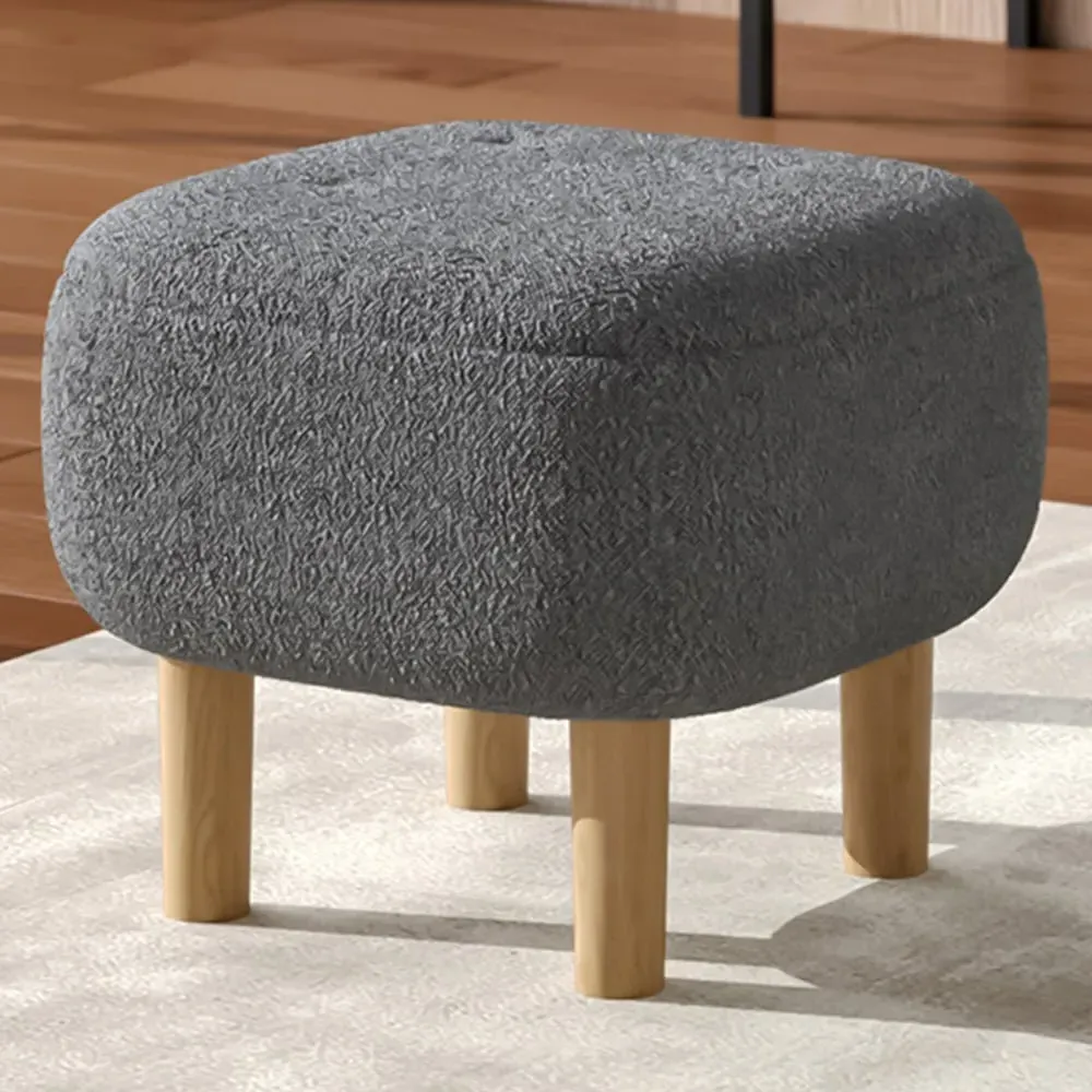 Wooden Footstool - Grey