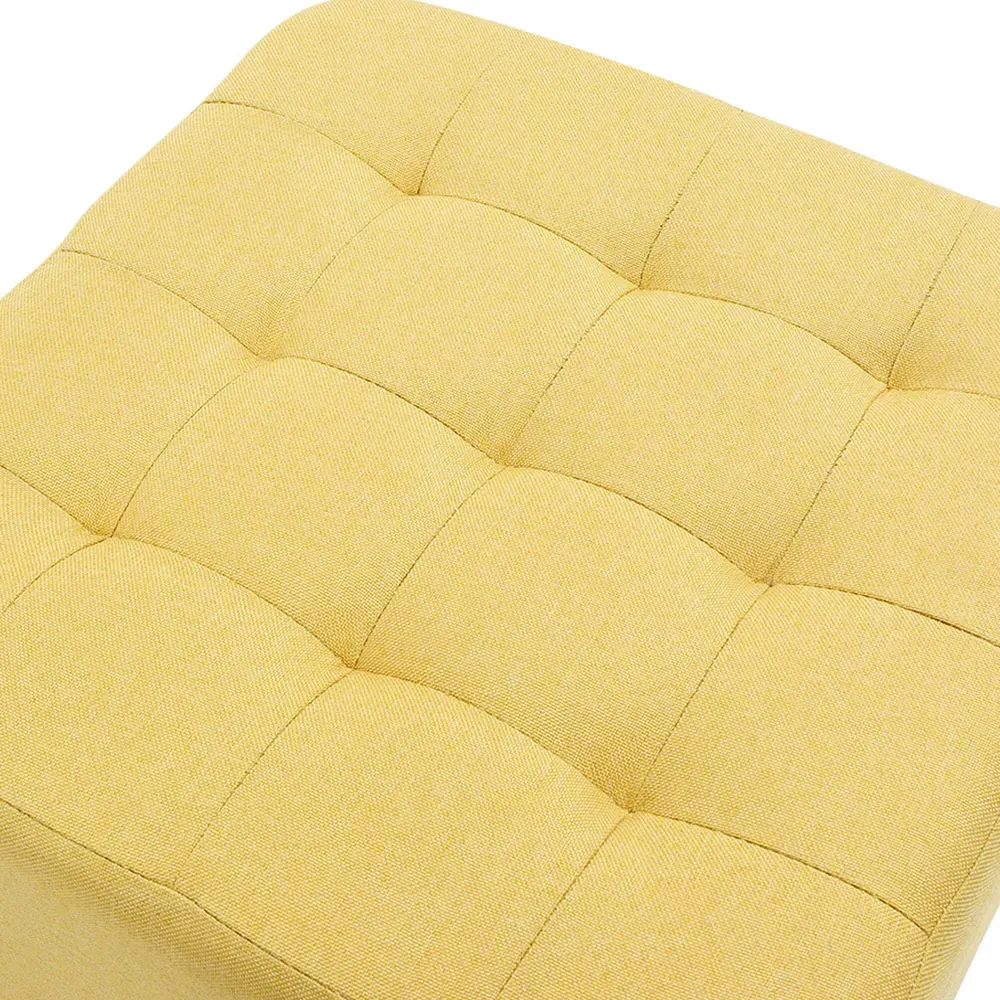 Wooden Footstool - Yellow, Linen