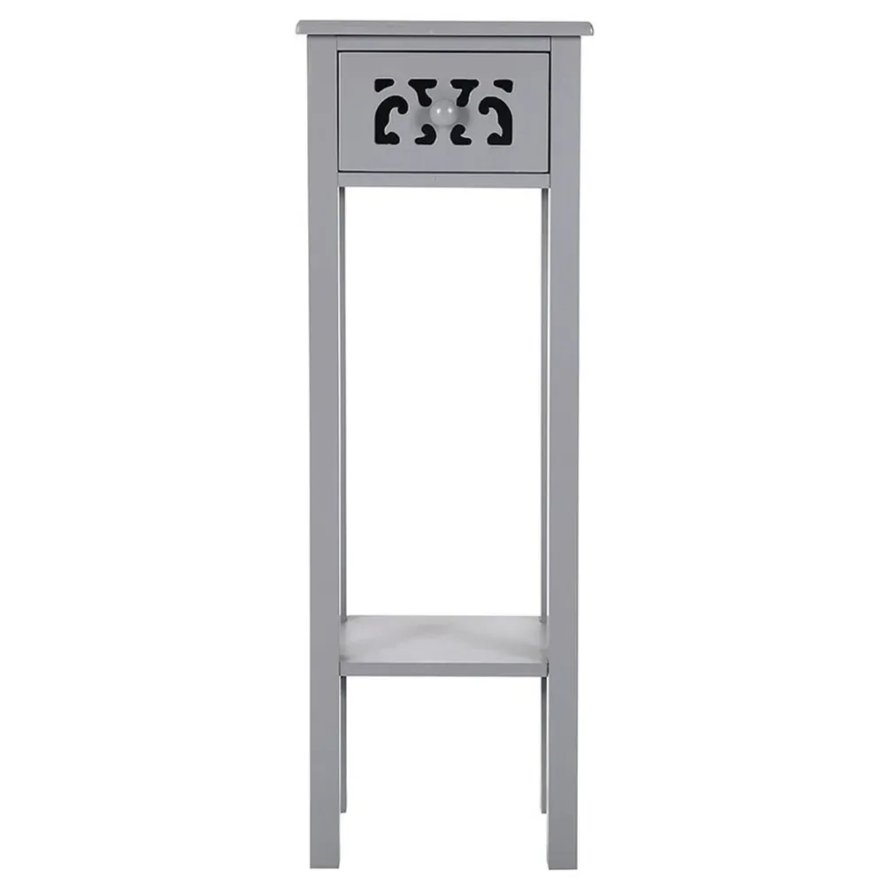 Wooden Plant Stand with Drawer - Grey