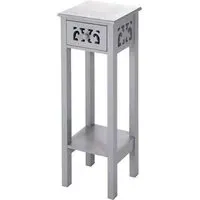Wooden Plant Stand with Drawer - Grey