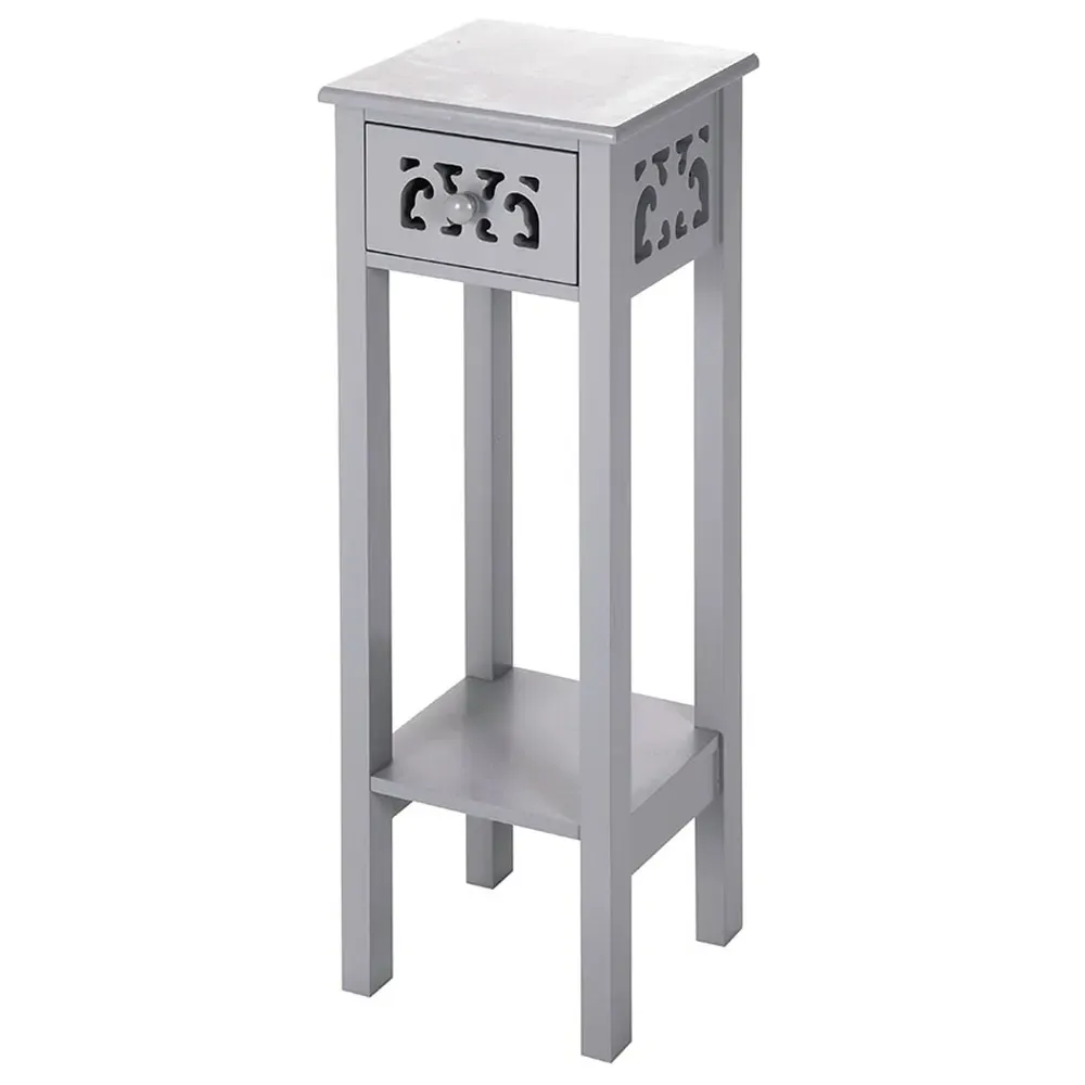 Wooden Plant Stand with Drawer - Grey