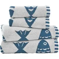 Big Fish Hand Towel 2 Pack - White, Cotton