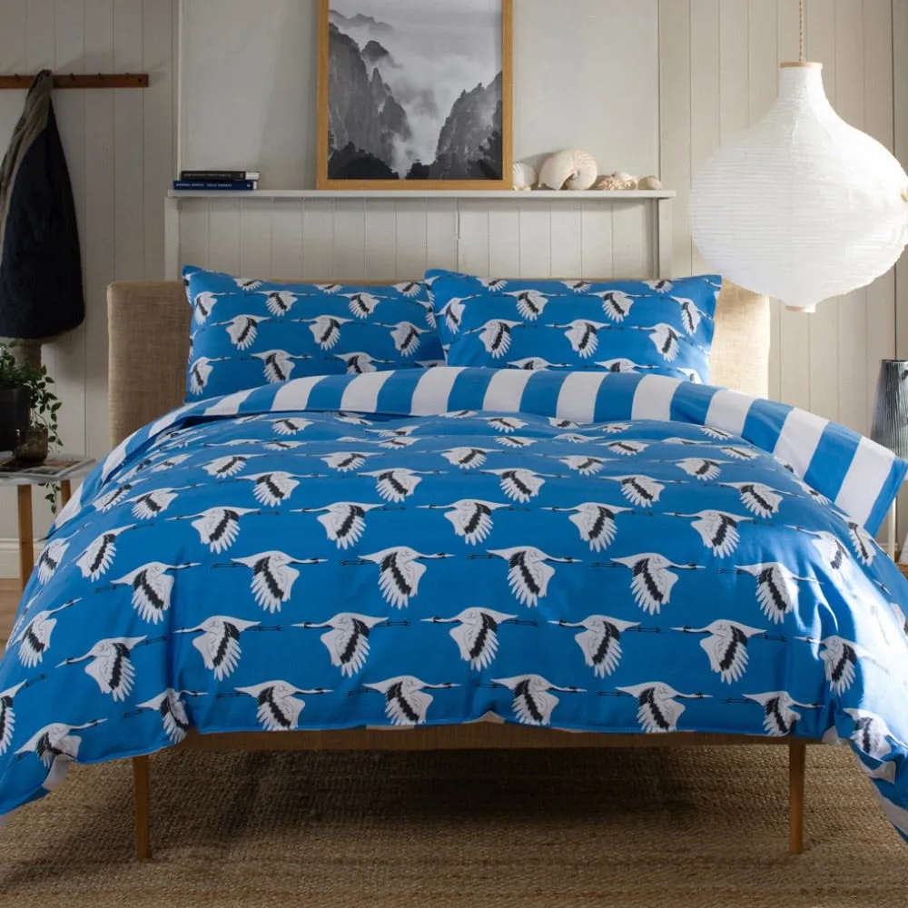 Sedge King Size Crane Duvet Set - Blue, Cotton image