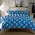 Sedge Single Crane Duvet Set with Stripes - Blue, Cotton