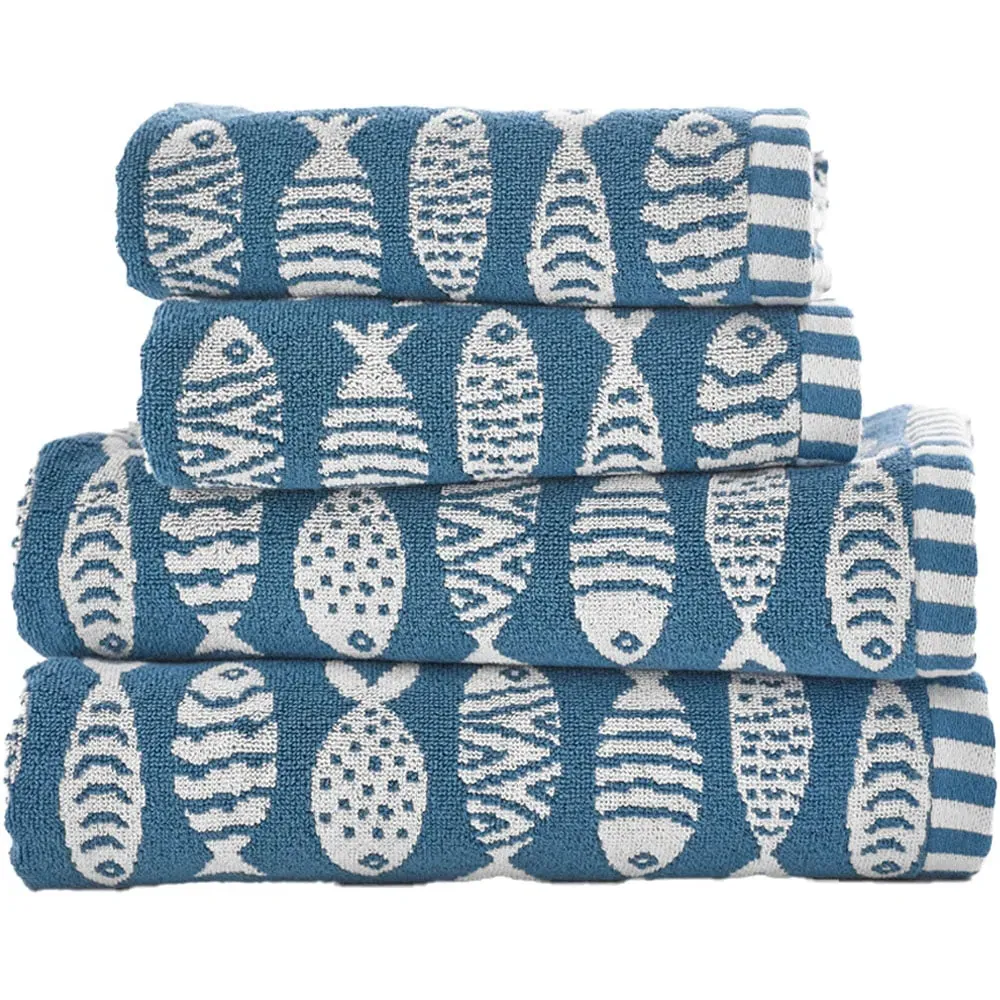 Small Fish Bath Sheet - White, Cotton