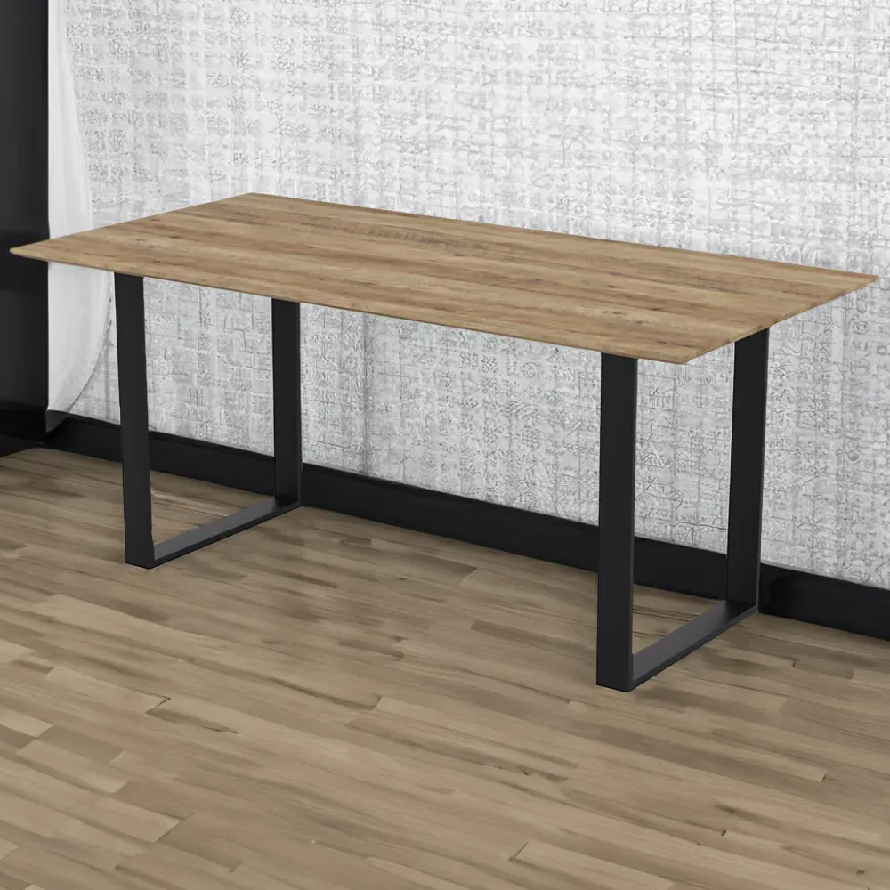 Antibes 6-Seater Dining Table - Black, Wood Effect image