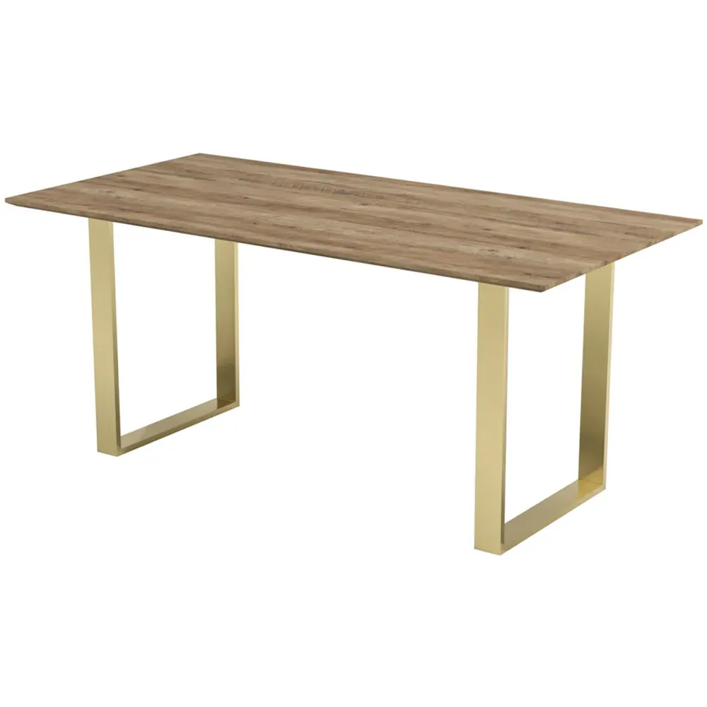 Antibes 6-Seater Dining Table - Gold, Wood Effect