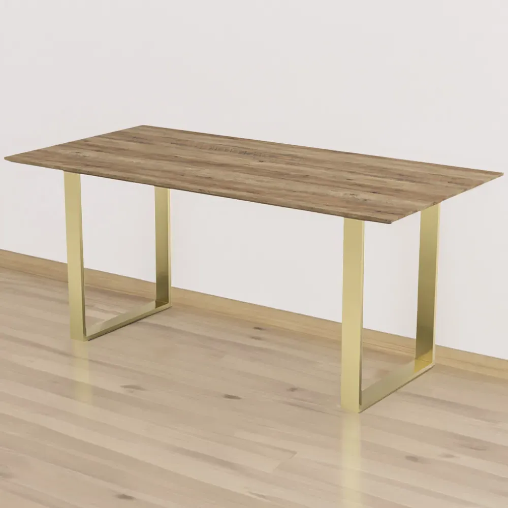 Antibes 6-Seater Dining Table - Gold, Wood Effect