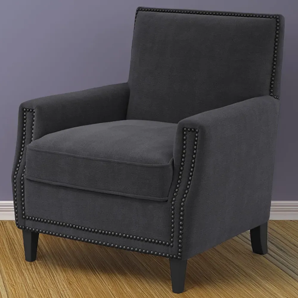 Atticus Accent Chair with Stud Detailing - Anthracite