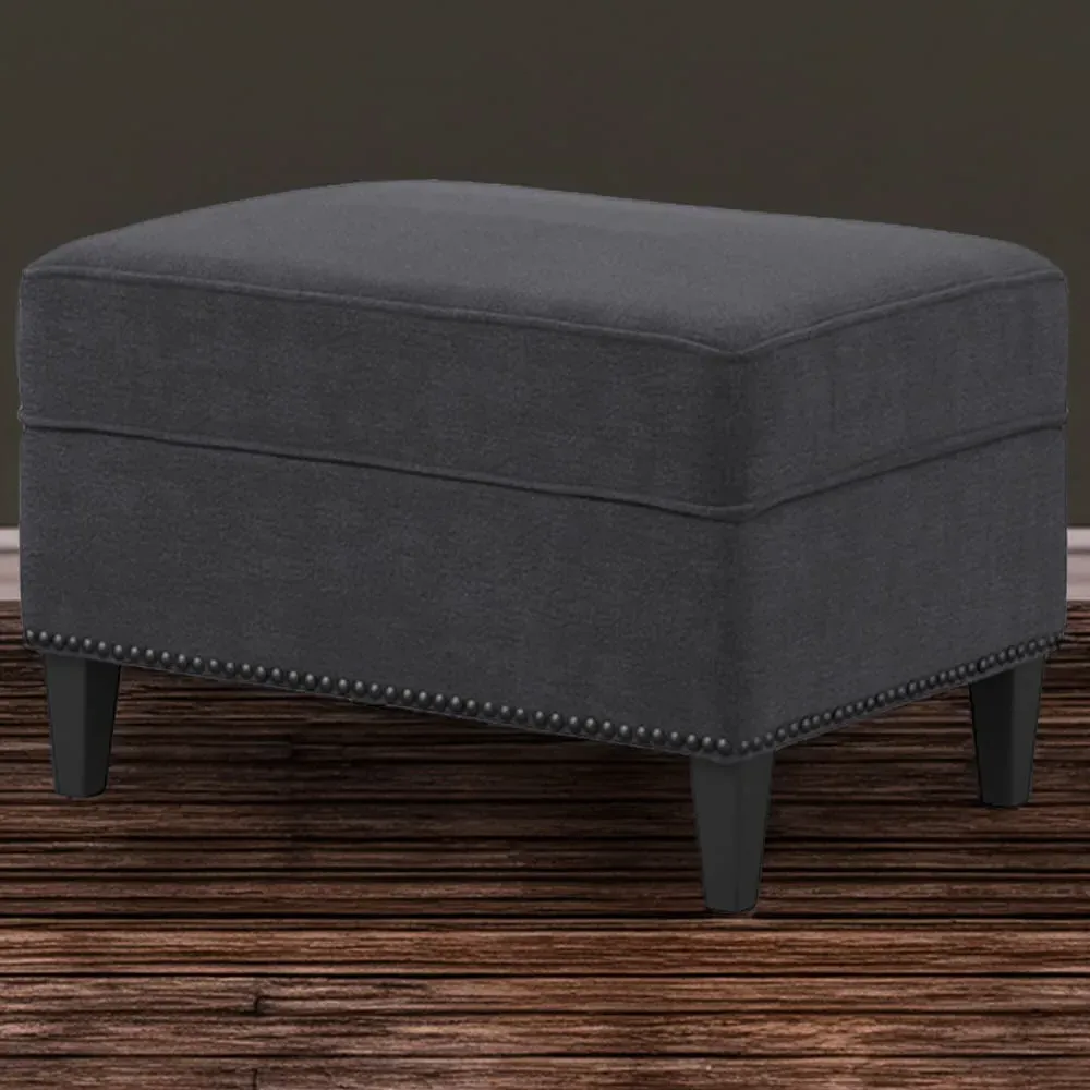 Atticus Footstool with Stud Detailing - Anthracite image