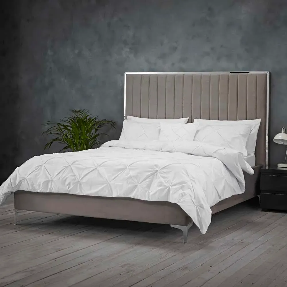 Berkeley Double Bed Frame - Grey, Velvet image