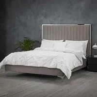 Berkeley King Size Bed Frame - Grey, Velvet