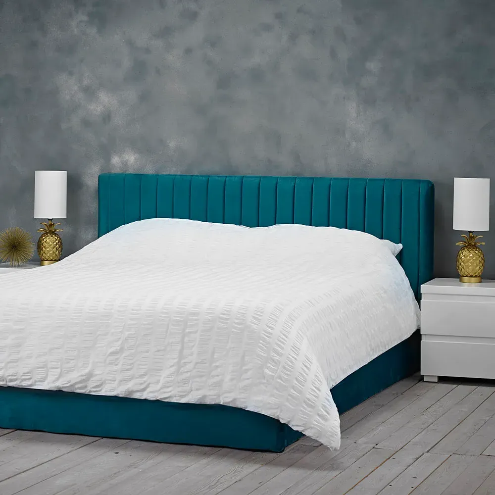 Berlin Double Bed Frame with Storage - Teal, Velvet