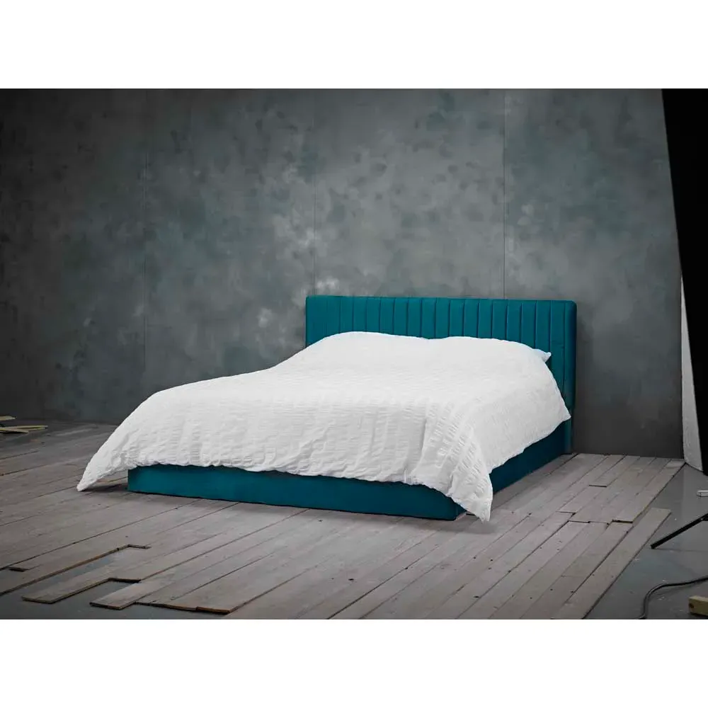Berlin King Size Bed Frame with Storage - Teal, Velvet