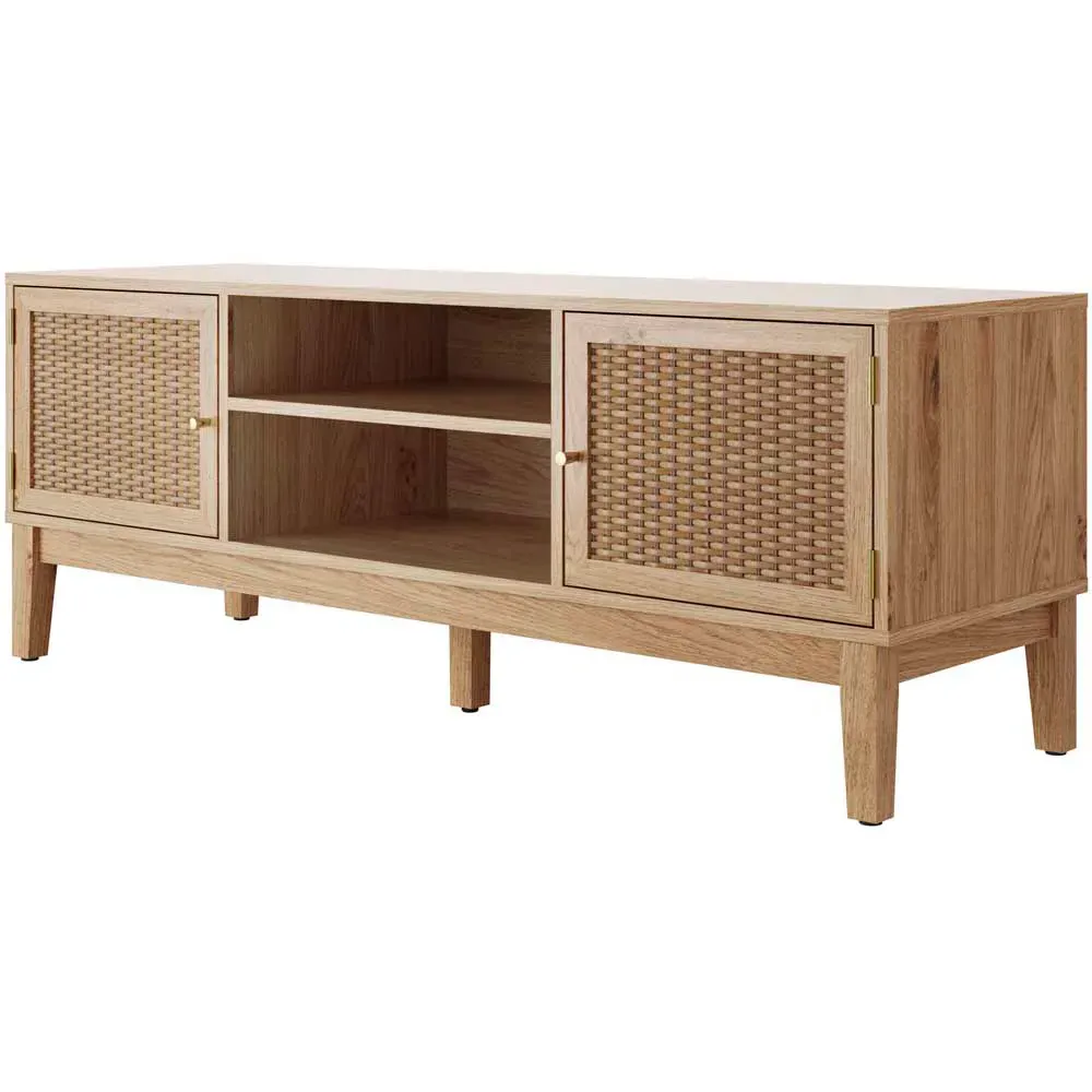 Bordeaux 2 Door TV Unit with Shelves - Brown, Oak Effect