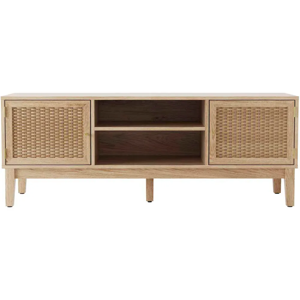 Bordeaux 2 Door TV Unit with Shelves - Brown, Oak Effect