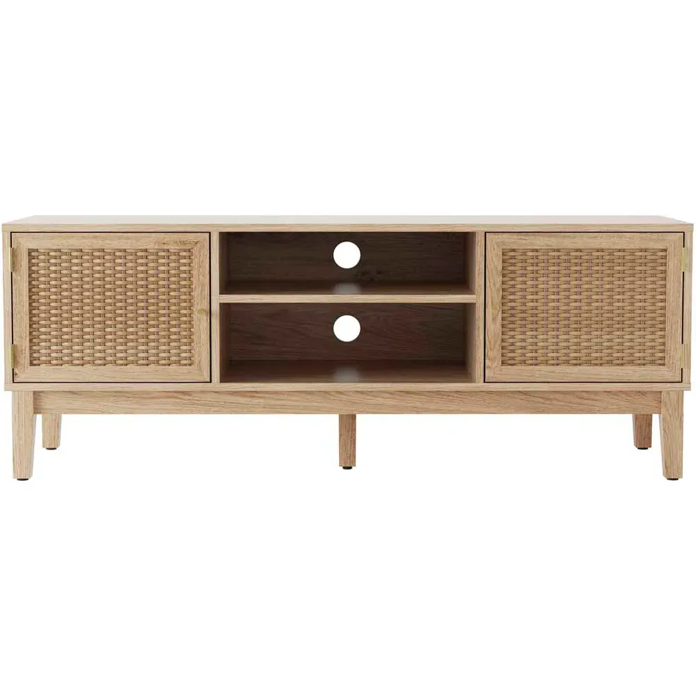Bordeaux 2 Door TV Unit with Shelves - Brown, Oak Effect