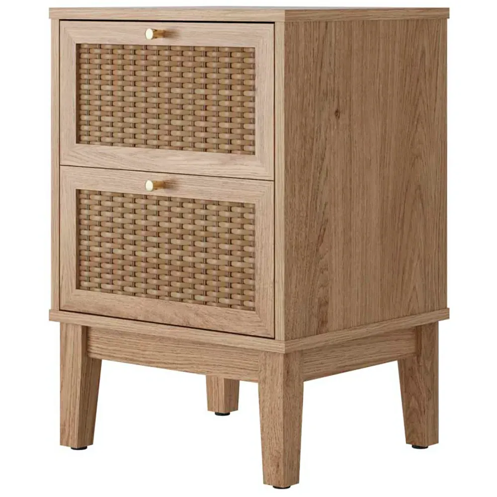 Bordeaux 2 Drawer Bedside Table - Brown, Oak