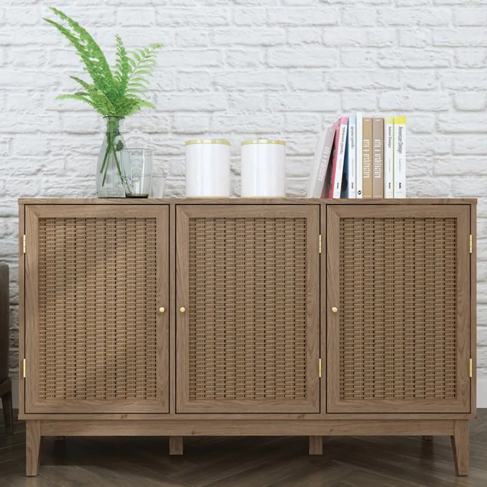 Bordeaux 3 Door Large Sideboard - Brown, Oak Effect image