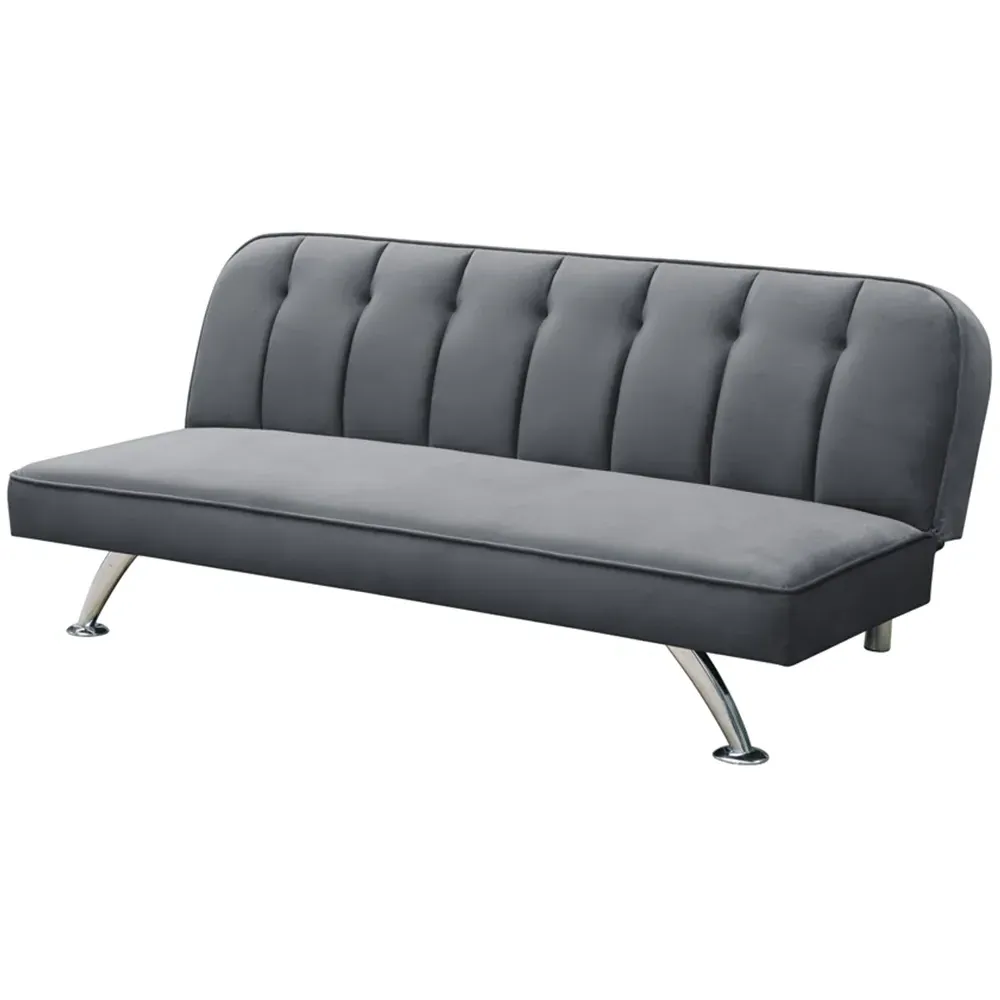 Brighton 3-Seater Sofa Bed - Grey, Velvet