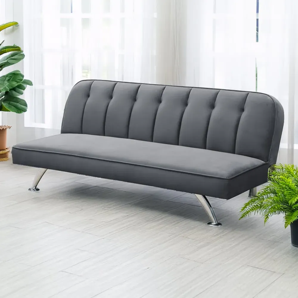 Brighton 3-Seater Sofa Bed - Grey, Velvet image