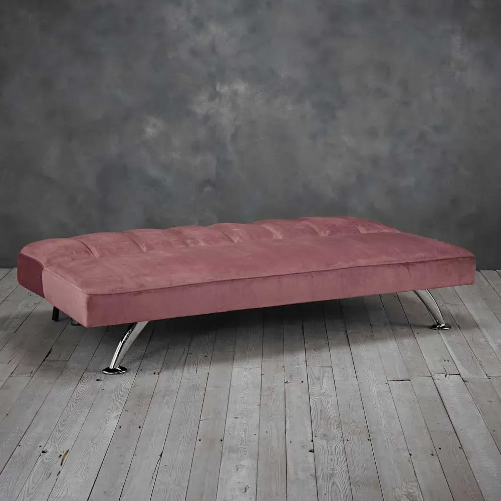Brighton 3-Seater Sofa Bed - Pink, Velvet