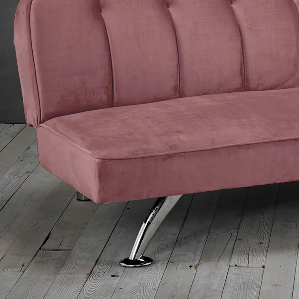 Brighton 3-Seater Sofa Bed - Pink, Velvet