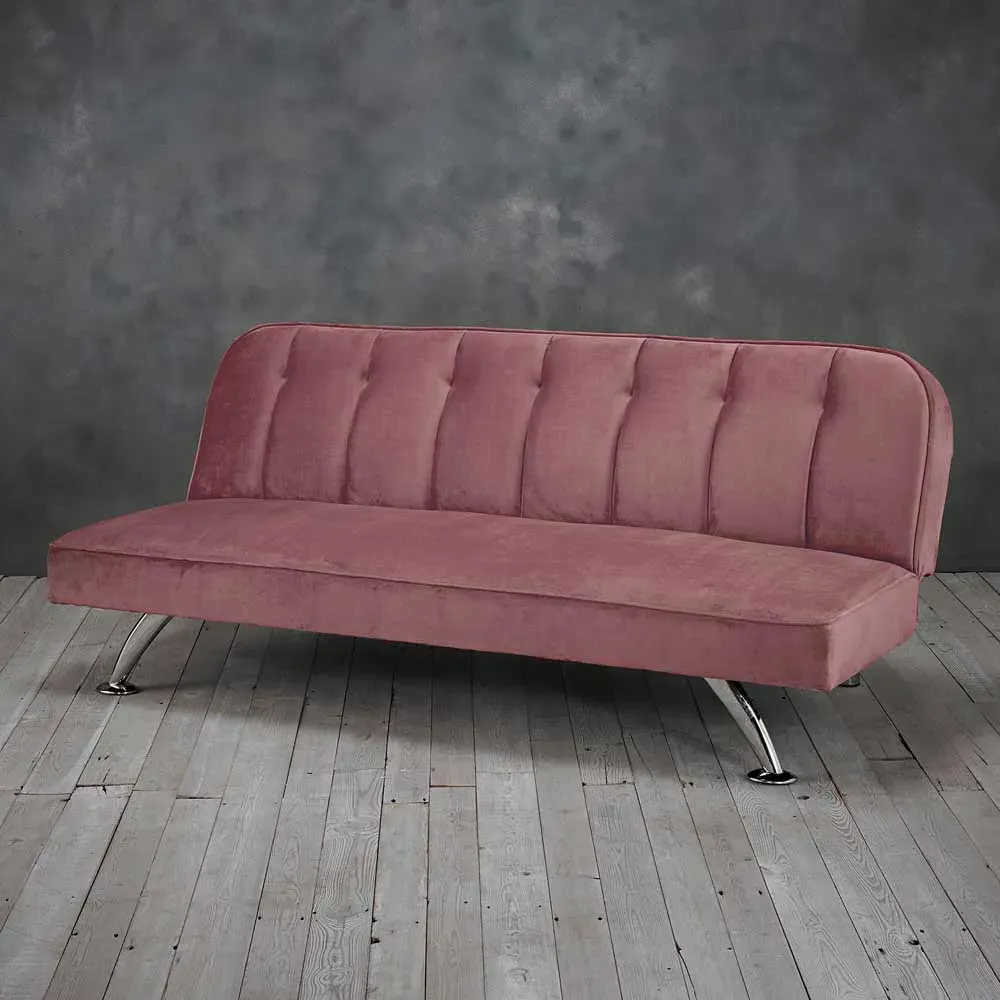 Brighton 3-Seater Sofa Bed - Pink, Velvet