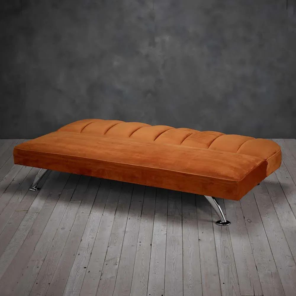 Brighton Single Sleeper Sofa Bed - Orange, Velvet