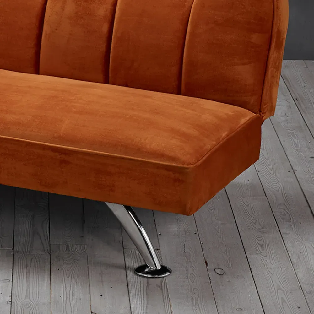 Brighton Single Sleeper Sofa Bed - Orange, Velvet