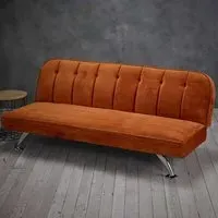 Brighton Single Sleeper Sofa Bed - Orange, Velvet