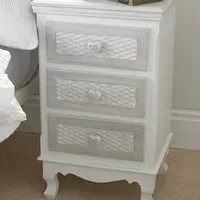 Brittany 3 Drawer Bedside Table - White, Grey
