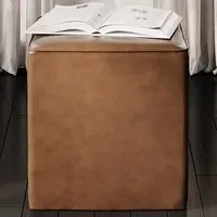 Bronx Side Table - Tan, Faux Leather