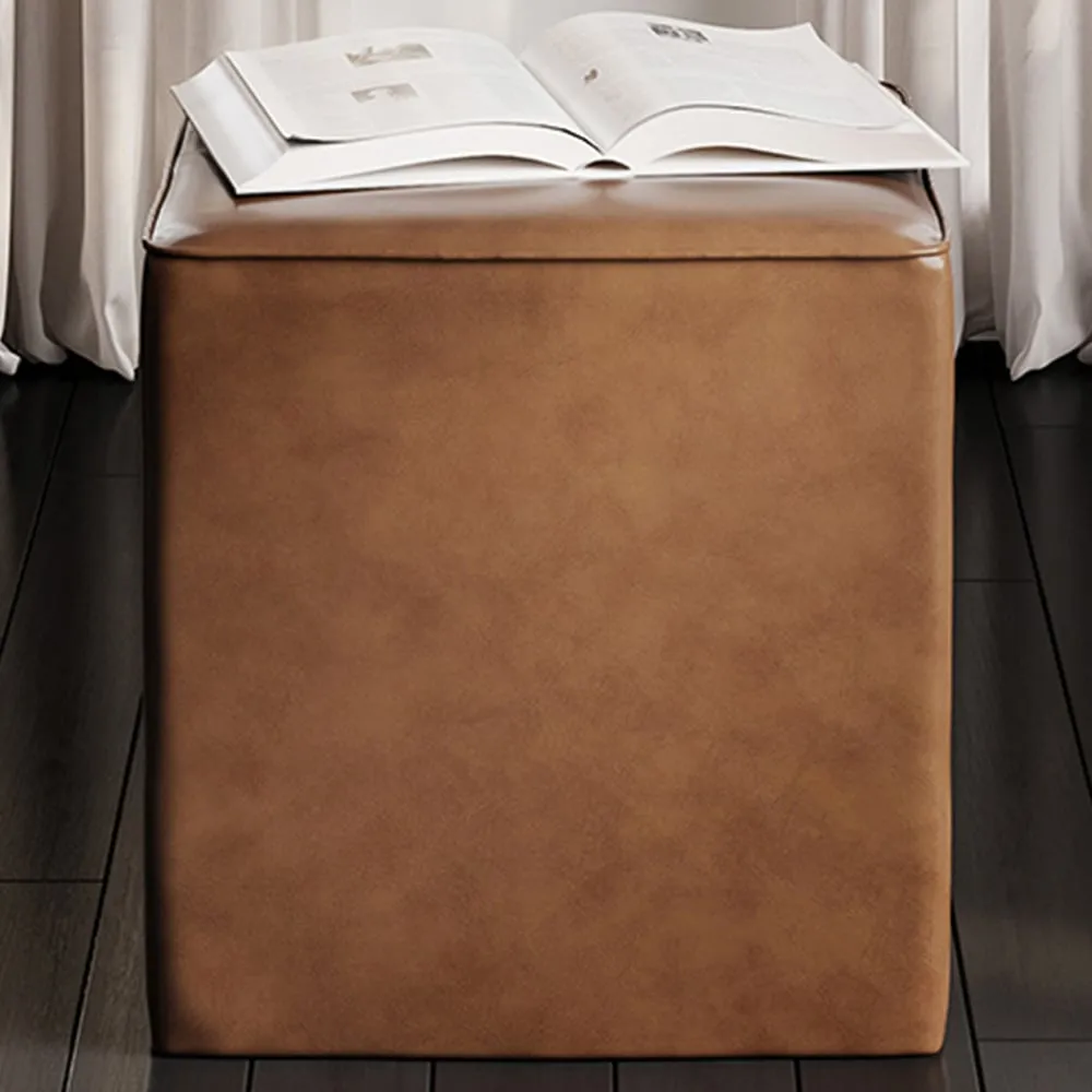 Bronx Side Table - Tan, Faux Leather