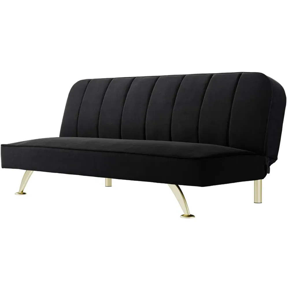 Burlington Single Sleeper Sofa Bed - Black, Velvet
