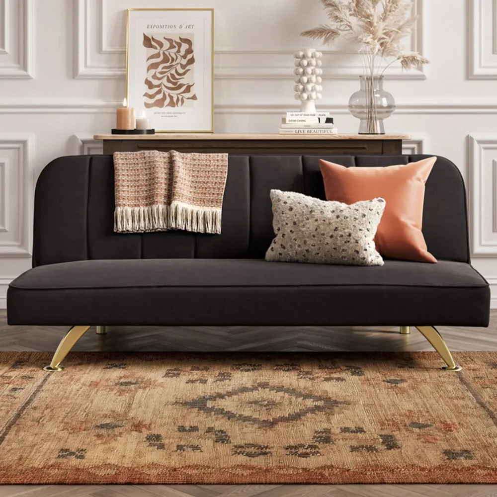 Burlington Single Sleeper Sofa Bed - Black, Velvet