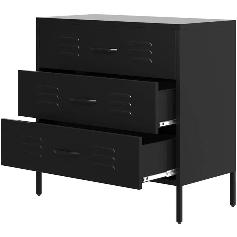 Caleb 3 Drawer Chest of Drawers - Black