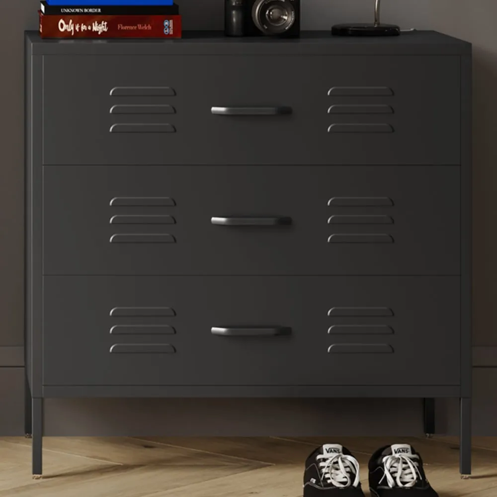 Caleb 3 Drawer Chest of Drawers - Black