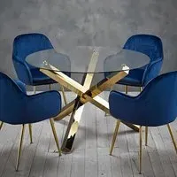 Capri 4-Seater Glass Dining Table - Gold