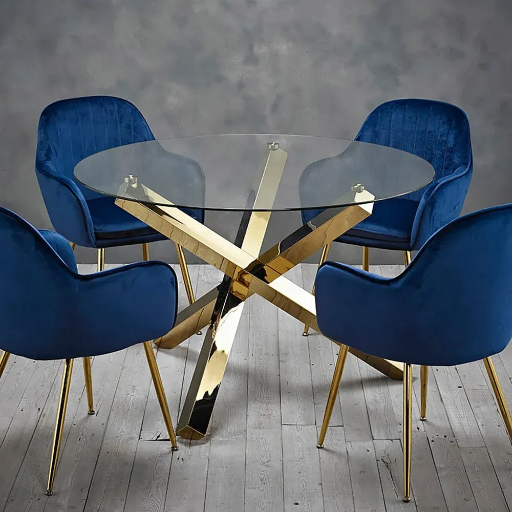 Capri 4-Seater Glass Dining Table - Gold image